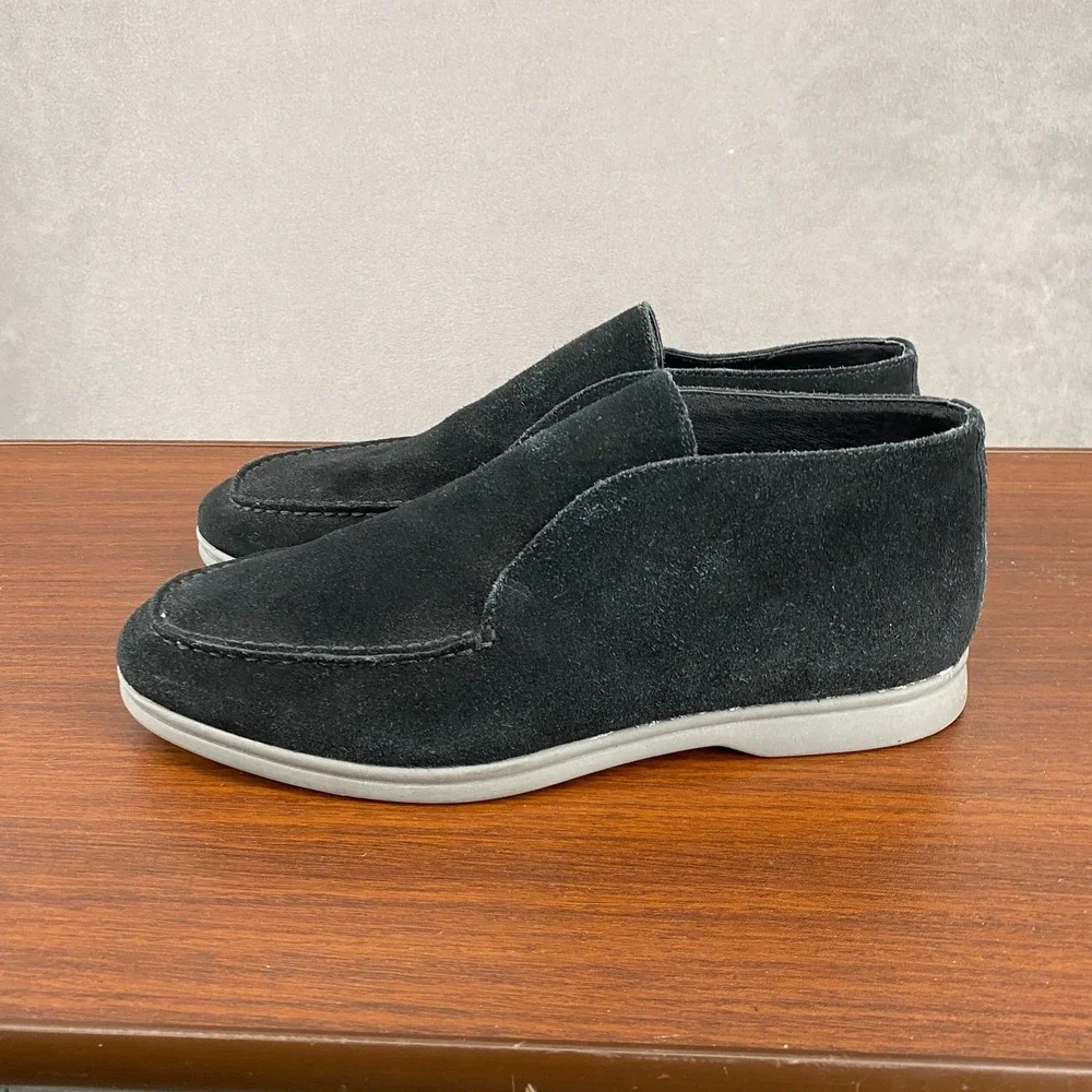 Steve Madden Mens 9 Loafers Black Suede Leather Round Toe Comfort Slip On Shoes